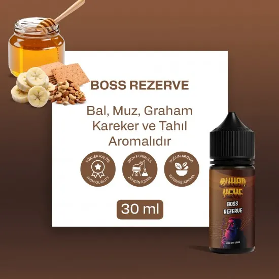 bhk boss rezerve salt likit 30ml bal muz findik aromali